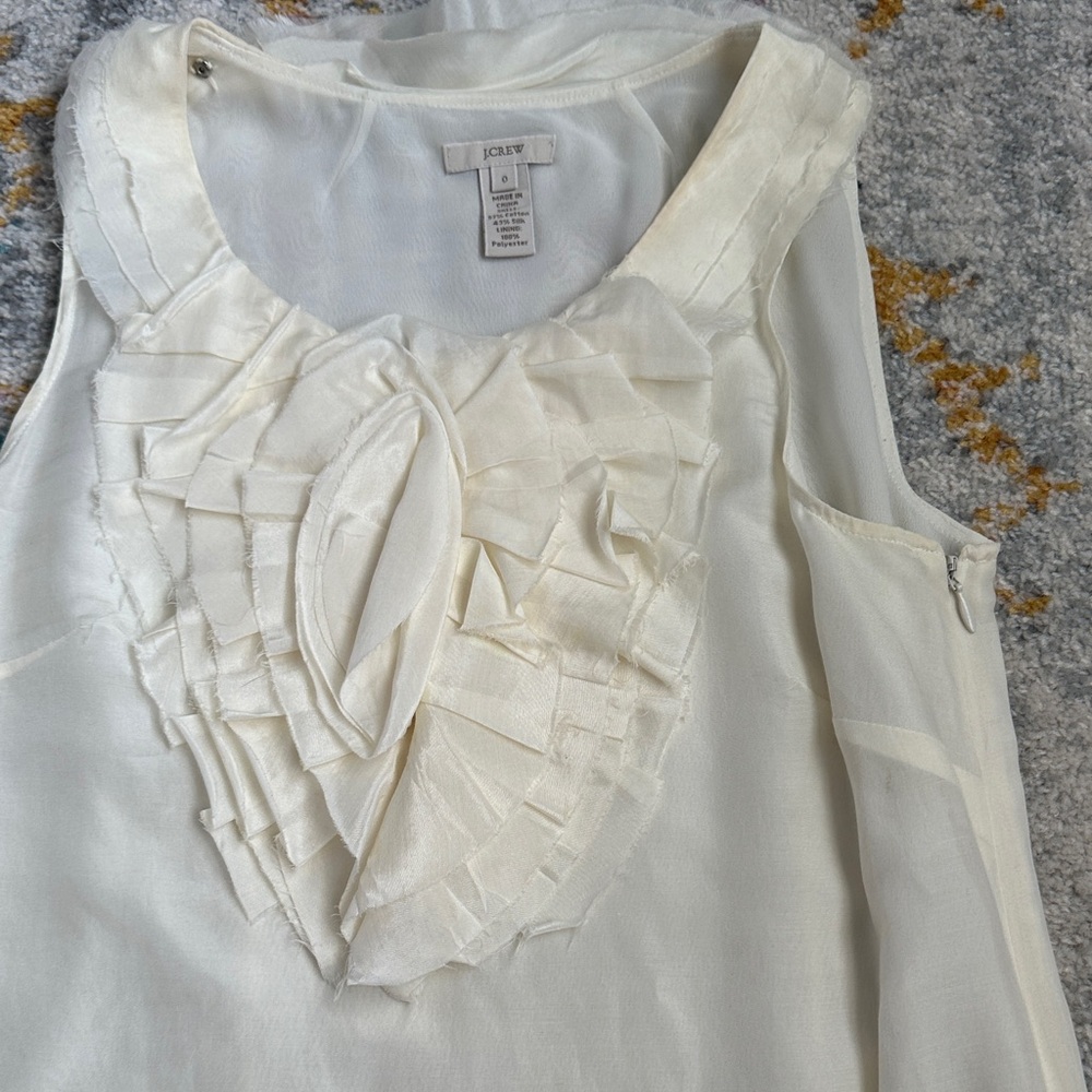 J. Crew Cream Ruffle Tank Top - Picture 4 of 5
